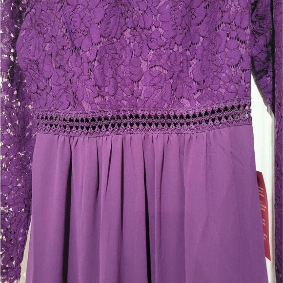 Truth & Fable | Purple Long Sleeve Lace Gown Maxi Dress Formal S - Picture 5 of 6